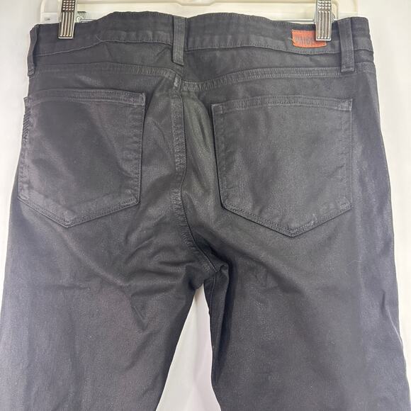 Paige Peg Skinny Pandora Black Metallic Coated Black Pants Size 30 - Picture 8 of 10